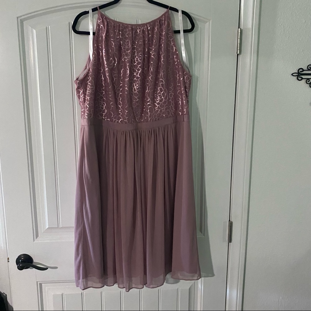 Size 16 mauve dress with sequenced top